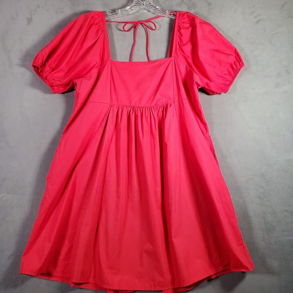 Draper James Milkmaid Dress Womens L Pink Puff Sleeve Peasant Cottagcore Smocked